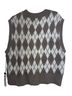 William Rast Argyle Gray White Brown Sweater Vest Size L - photo 2