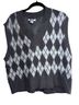 William Rast Argyle Gray White Brown Sweater Vest Size L - photo 1