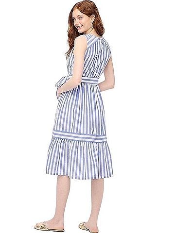 J.Crew Factory Store Striped Midi Casual Dress (view 2)