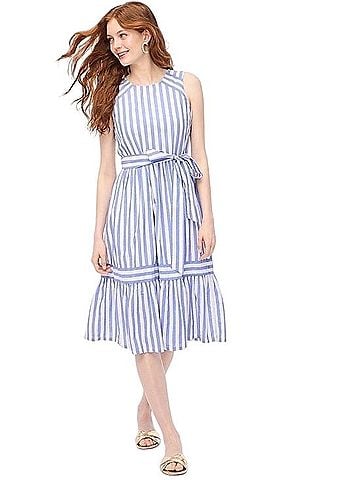 J.Crew Factory Store Striped Midi Casual Dress (view 1)