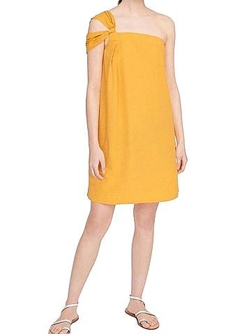 Cuyana Seersucker Twisted Shoulder Daffodil Casual Dress (view 1)