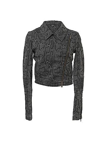 Stella McCartney Stella McCartney Snake Print Moto Jacket in Black Cotton (view 1)