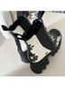Lamoda Floral Black White Ankle Boots Size 5 - photo 4