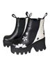 Lamoda Floral Black White Ankle Boots Size 5 - photo 1