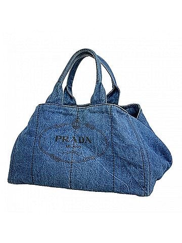 Prada Prada Canapa Denim Handbag, Navy, Women's, P3041144 (view 1)