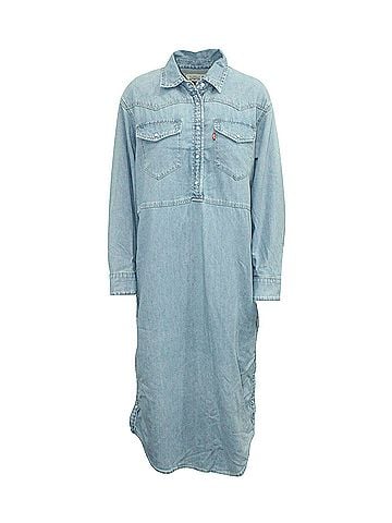 Ganni Ganni x Levi'S Denim Shirt Dress in Light Blue Cotton (view 1)