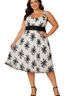 Trixxi 95% Polyester 5% Spandex 100% Polyester Floral White Black Cocktail Dress Size 2X - photo 1