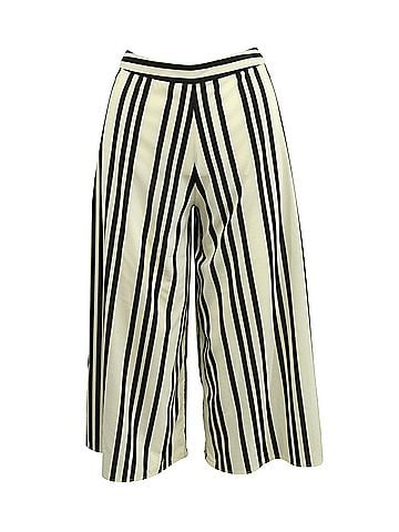 Alice + Olivia Alice + Olivia Striped Wide Leg Pants in White Polyester (view 1)