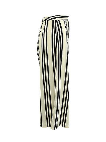 Alice + Olivia Alice + Olivia Striped Wide Leg Pants in White Polyester (view 2)