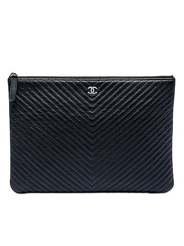 Chanel Medium CC Chevron Caviar O Case Clutch (view 1)