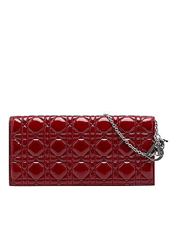 Dior Patent Cannage Lady Dior Clutch with Chain (view 1)
