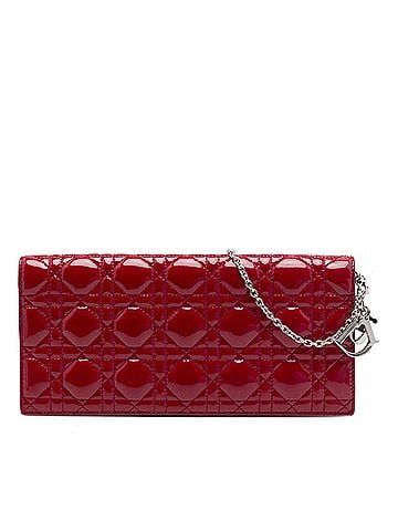 Dior Patent Cannage Lady Dior Clutch with Chain (view 1)