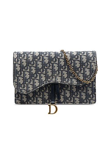 Dior Oblique Canvas Saddle Pouch Wallet on Chain (view 1)