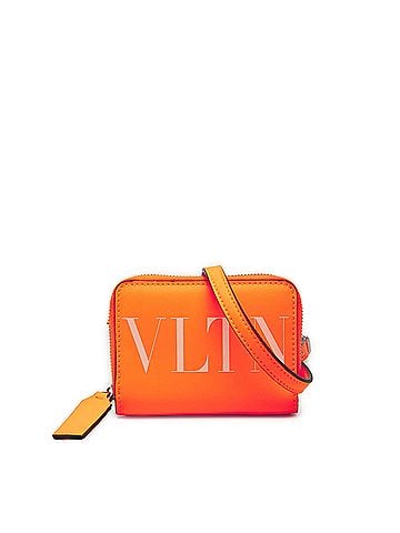 Valentino Calfskin VLTN Wallet with Neck Strap (view 1)