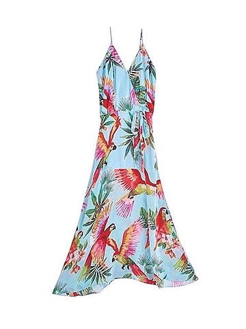 FARM Rio Blue Macaw Wrap Maxi Dress Casual Dress (view 1)