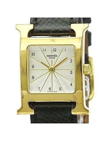 Hermès HERMES H Watch Gold Plated Leather Quartz Ladies Watch HH1.201 (view 1)