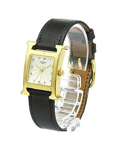 Hermès HERMES H Watch Gold Plated Leather Quartz Ladies Watch HH1.201 (view 2)