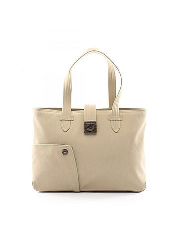 Salvatore Ferragamo Salvatore Ferragamo Gancini Tote Bag/Handbag, Canvas, Women's, Beige (view 1)
