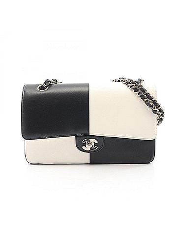 Chanel Chanel CHANEL Double Flap Bicolor Shoulder Bag Handbag Lambskin (Sheepskin) Women's Black/White (view 1)