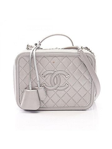 Chanel Chanel CC Filigree Matelassé Vanity Shoulder Bag/Handbag, Caviar Leather (Grained Calfskin), Women's, Silver Tone, A93344 (view 1)