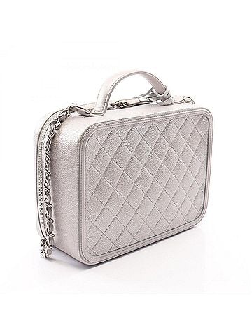 Chanel Chanel CC Filigree Matelassé Vanity Shoulder Bag/Handbag, Caviar Leather (Grained Calfskin), Women's, Silver Tone, A93344 (view 2)