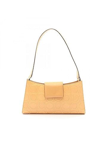 Salvatore Ferragamo Salvatore Ferragamo Gancini Embossed Shoulder Bag/Handbag, Leather, Women's, Beige, 21 1856 (view 1)