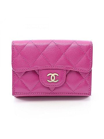 Chanel Chanel Classic Small Flap Wallet Matelassé Tri-fold Wallet, Caviar Leather (Grained Calfskin), Women's, Purple, AP0230 (view 1)