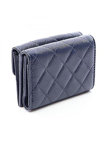Chanel Chanel Classic Small Flap Wallet Matelassé Tri-fold Wallet, Caviar Leather (Grained Calfskin), Women's, Navy, AP0230 (view 2)