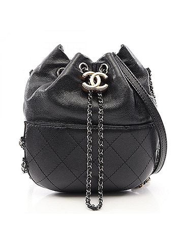 Chanel Chanel Gabrielle de Combination Hardware Drawstring Shoulder Bag Handbag Leather Women's Black (view 1)