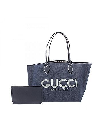 Gucci Gucci GG Supreme Medium Reversible Tote Bag/Handbag with Logo - Denim Coated Canvas Leather Women's Navy/Gray 820481 (view 1)