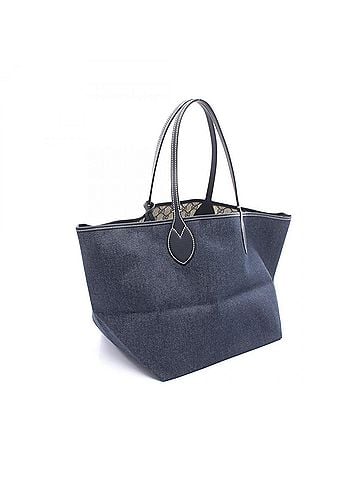 Gucci Gucci GG Supreme Medium Reversible Tote Bag/Handbag with Logo - Denim Coated Canvas Leather Women's Navy/Gray 820481 (view 2)