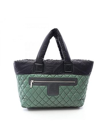 Chanel Chanel Coco Cocoon MM Tote Bag Handbag Nylon Leather Women's Black/Green A48611 (view 1)