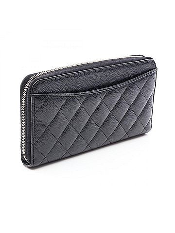Chanel Chanel Classic Long Zip Wallet Matelassé Round Wallet, Caviar Leather (Grained Calfskin), Women's, Black (view 2)