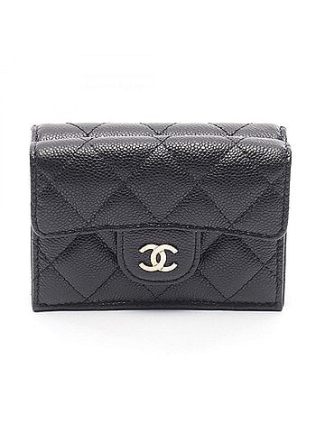 Chanel Chanel Classic Small Flap Wallet Matelassé Tri-fold Wallet, Caviar Leather (Grained Calfskin), Women's, Black, AP0230 (view 1)