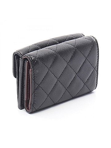 Chanel Chanel Classic Small Flap Wallet Matelassé Tri-fold Wallet, Caviar Leather (Grained Calfskin), Women's, Black, AP0230 (view 2)