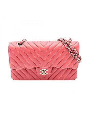 Chanel Chanel Chevron V-stitch Double Flap Shoulder Bag/Handbag, Lambskin Leather, Women's, Pink (view 1)