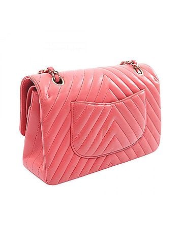 Chanel Chanel Chevron V-stitch Double Flap Shoulder Bag/Handbag, Lambskin Leather, Women's, Pink (view 2)