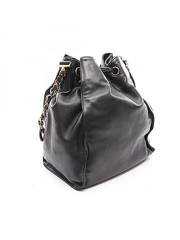 Chanel Chanel Coco Mark Drawstring Shoulder Bag/Handbag, Lambskin Leather, Women's, Black (view 2)