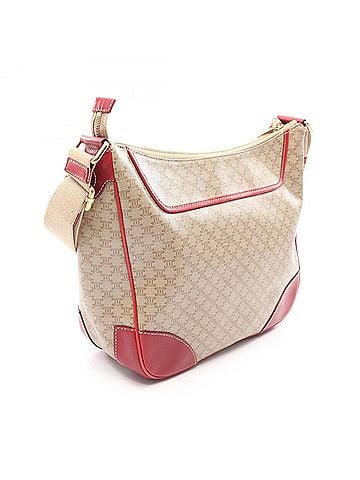 Céline Celine Macadam Shoulder Bag/Handbag, Coated Canvas and Leather, Women's, Beige/Red (view 2)