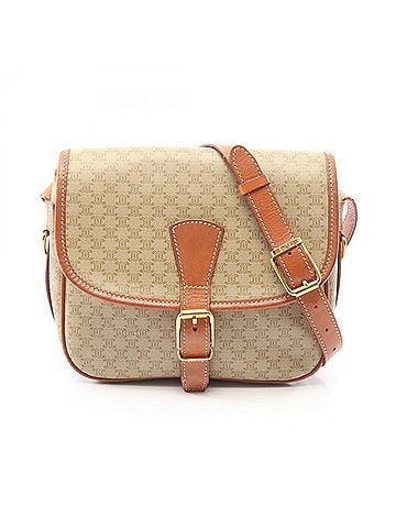 Céline Celine Macadam Flap Shoulder Bag/Handbag, Coated Canvas and Leather, Women's, Beige/Brown (view 1)