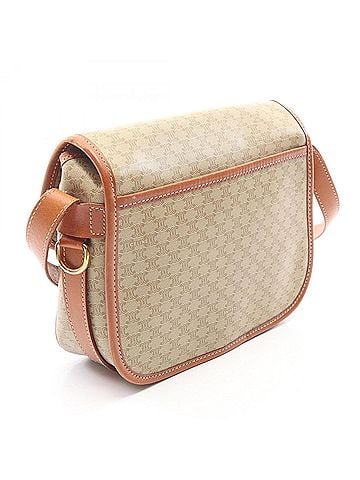 Céline Celine Macadam Flap Shoulder Bag/Handbag, Coated Canvas and Leather, Women's, Beige/Brown (view 2)
