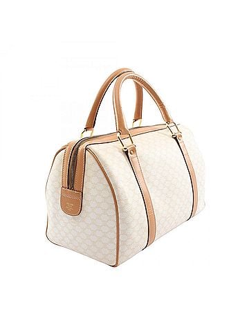 Céline Celine Macadam Handbag, Coated Canvas Leather, Women's, White/Beige (view 2)