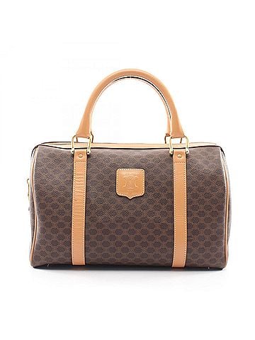 Céline Celine Macadam Handbag, Coated Canvas Leather, Women's, Brown/Beige (view 1)