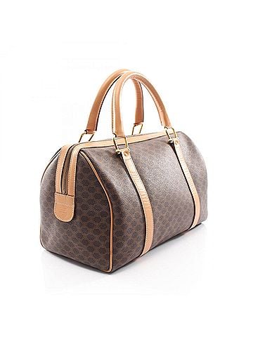 Céline Celine Macadam Handbag, Coated Canvas Leather, Women's, Brown/Beige (view 2)