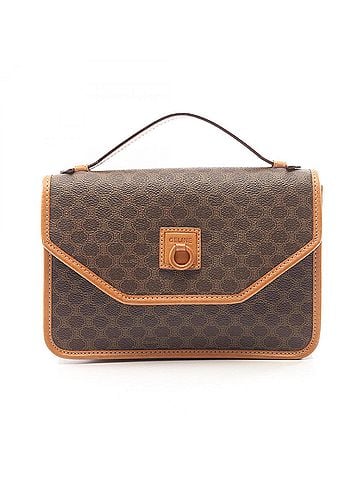 Céline Celine Macadam Handbag, Coated Canvas Leather, Women's, Brown (view 1)