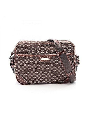 Céline Celine Macadam embossed shoulder bag/handbag, canvas and leather, women's, brown. (view 1)