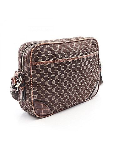Céline Celine Macadam embossed shoulder bag/handbag, canvas and leather, women's, brown. (view 2)