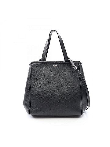 Céline Celine Small Fold Cabas 2-Way Tote Bag/Handbag, Leather, Women's, Black (194073) (view 1)
