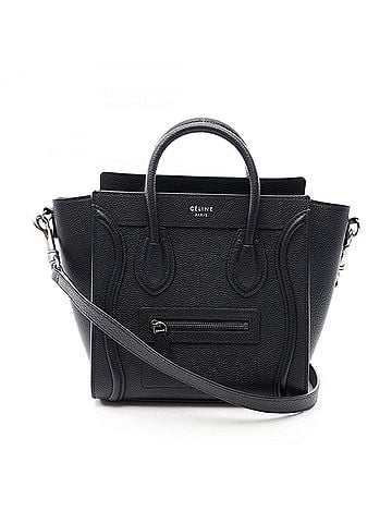 Céline Celine Luggage Nano Shopper 2-Way Handbag, Leather, Women's, Black (view 1)