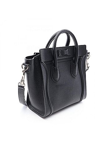 Céline Celine Luggage Nano Shopper 2-Way Handbag, Leather, Women's, Black (view 2)